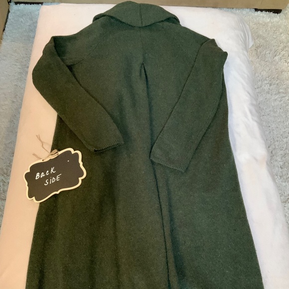 Adrienne Vittadini Green M Yak/Wool Duster Cardigan Sweater Jacket Alpine - Picture 7 of 8